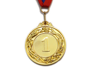 Медаль спортивная с лентой 1 место d - 5,3 см :530-1 купить оптом у поставщика sprinter-opt.ru