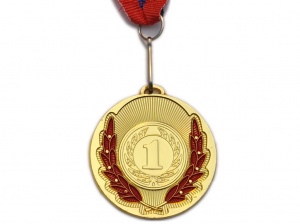 Медаль спортивная с лентой 1 место d - 5 см :508-1 купить оптом у поставщика sprinter-opt.ru