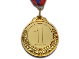 Медаль спортивная с лентой 1 место d - 5 см :PF-1 купить оптом у поставщика sprinter-opt.ru