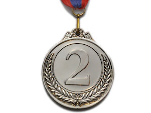 Медаль спортивная с лентой 2 место d - 5 см :PF-2 купить оптом у поставщика sprinter-opt.ru