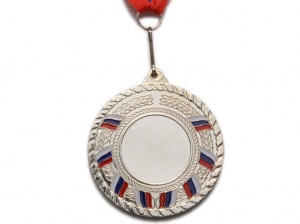 Медаль спортивная с лентой 2 место (без жетона) d - 6 см :Т6-2 купить оптом у поставщика sprinter-opt.ru