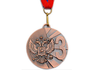 Медаль спортивная с лентой 3 место d - 5 см :5200-3 купить оптом у поставщика sprinter-opt.ru