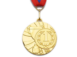 Медаль спортивная с лентой 1 место d - 5 см :5200-4 купить оптом у поставщика sprinter-opt.ru