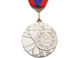 Медаль спортивная с лентой 2 место d - 5 см :5200-5 купить оптом у поставщика sprinter-opt.ru