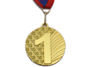 Медаль спортивная с лентой 1 место d - 5 см :5200-10 купить оптом у поставщика sprinter-opt.ru