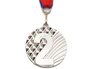 Медаль спортивная с лентой 2 место d - 5 см :5200-11 купить оптом у поставщика sprinter-opt.ru