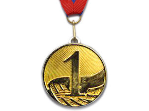 Медаль спортивная с лентой 1 место d - 5 см :5200-13 купить оптом у поставщика sprinter-opt.ru