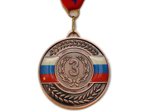 Медаль спортивная с лентой 3 место d - 6,5 см :5201-18 купить оптом у поставщика sprinter-opt.ru