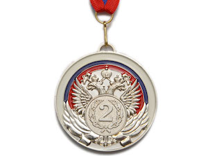 Медаль спортивная с лентой 2 место d - 6,5 см :5201-5 купить оптом у поставщика sprinter-opt.ru
