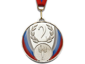 Медаль спортивная с лентой 2 место d - 6,5 см :5201-8 купить оптом у поставщика sprinter-opt.ru