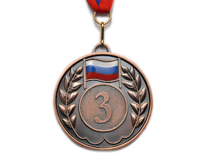 Медаль спортивная с лентой 3 место d - 6,5 см :5201-12 купить оптом у поставщика sprinter-opt.ru