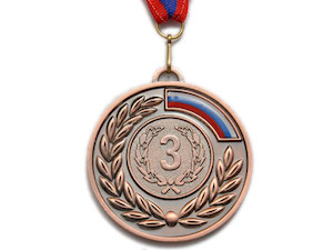 Медаль спортивная с лентой 3 место d - 6,5 см :5201-15 купить оптом у поставщика sprinter-opt.ru