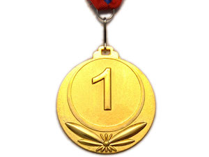 Медаль спортивная с лентой 1 место d - 6,5 см :5202-1 купить оптом у поставщика sprinter-opt.ru