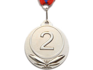 Медаль спортивная с лентой 2 место d - 6,5 см :5202-2 купить оптом у поставщика sprinter-opt.ru