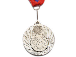 Медаль спортивная с лентой 2 место d - 5 см :1501-2 купить оптом у поставщика sprinter-opt.ru