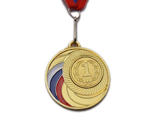 Медаль спортивная с лентой 1 место d - 5 см :1503-1 купить оптом у поставщика sprinter-opt.ru