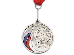 Медаль спортивная с лентой 2 место d - 5 см :1503-2 купить оптом у поставщика sprinter-opt.ru