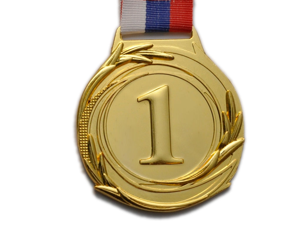 Медаль спортивная с лентой 1 место d - 6,5 см :5604-1 купить оптом у поставщика sprinter-opt.ru