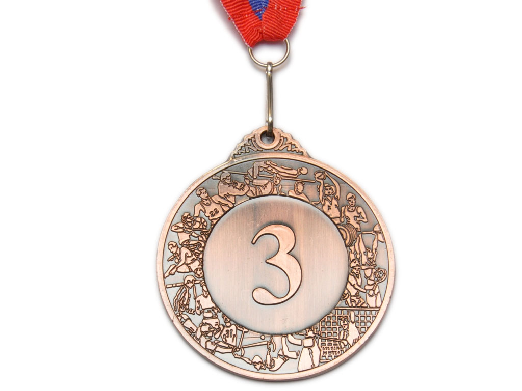 Медаль спортивная с лентой 3 место d - 6,5 см :T503-3 купить оптом у поставщика sprinter-opt.ru