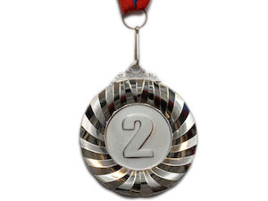 Медаль спортивная с лентой 2 место d - 6,5 см :Е03-2 купить оптом у поставщика sprinter-opt.ru