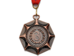 Медаль спортивная с лентой 3 место d - 6,5 см :Е04-3 купить оптом у поставщика sprinter-opt.ru