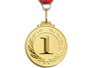 Медаль спортивная с лентой 1 место d - 6,5 см :Е05-1 купить оптом у поставщика sprinter-opt.ru