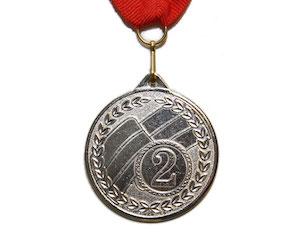 Медаль спортивная с лентой 2 место d - 5 см :МТ853-2 купить оптом у поставщика sprinter-opt.ru