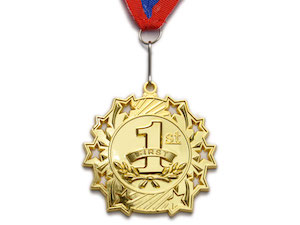 Медаль спортивная с лентой 1 место d - 6 см :1803-1 купить оптом у поставщика sprinter-opt.ru