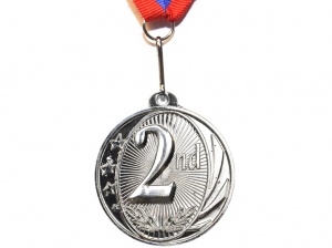 Медаль спортивная с лентой за 2 место. Диаметр 5 см: 1801-2 купить оптом у поставщика sprinter-opt.ru