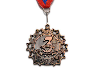 Медаль спортивная с лентой 3 место d - 6 см :1803-3 купить оптом у поставщика sprinter-opt.ru