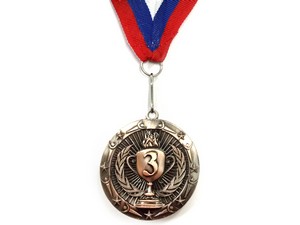 Медаль спортивная с лентой за 3 место. Диаметр 5 см: 1805-3 купить оптом у поставщика sprinter-opt.ru