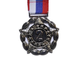 Медаль спортивная с лентой 2 место d - 5 см :1904-2 купить оптом у поставщика sprinter-opt.ru