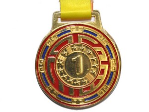 Медаль спортивная с лентой 1 место d - 7 см :1901BG-1 купить оптом у поставщика sprinter-opt.ru